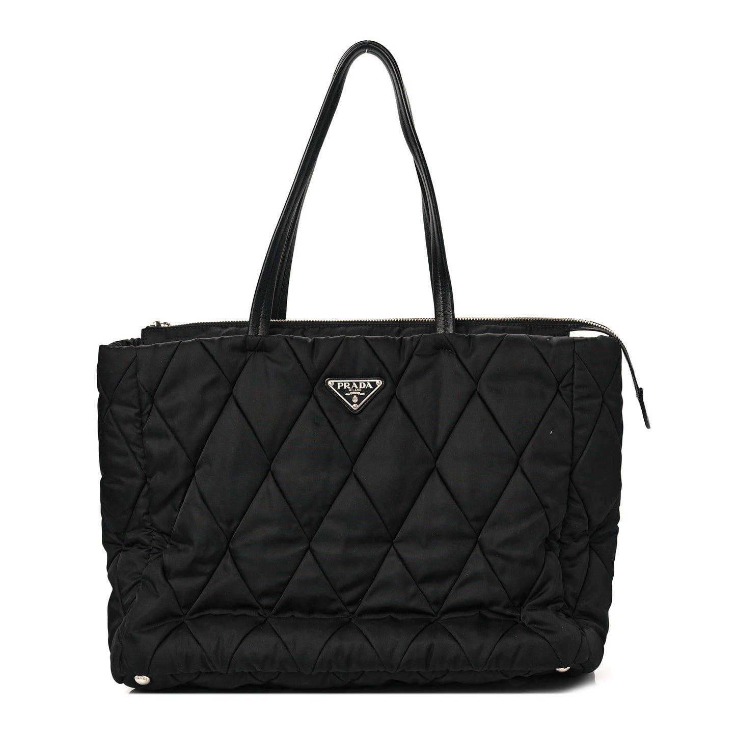 Tessuto Nylon Quilted Shopping Tote Black