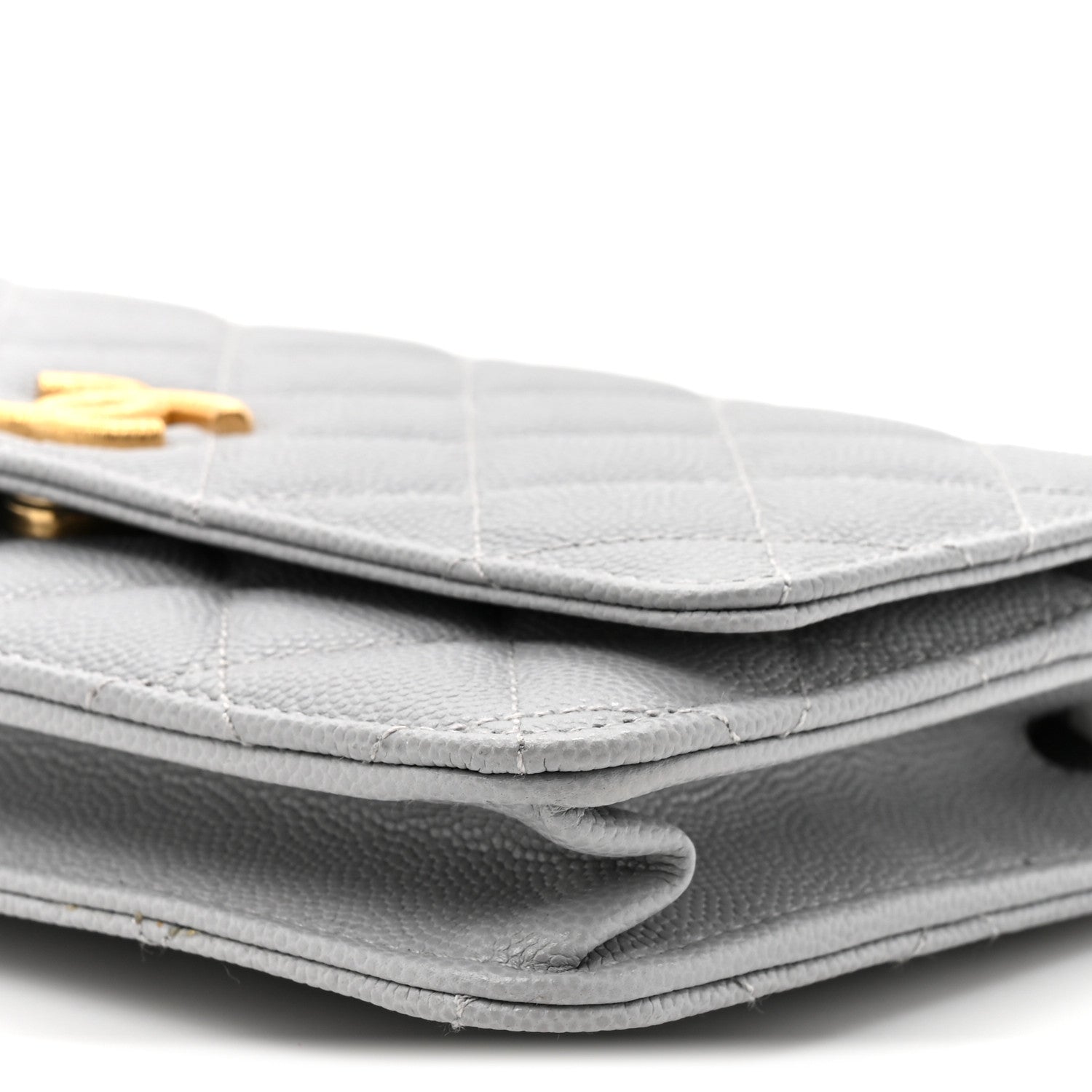 Chanel Caviar Quilted Textured CC Wallet On Chain WOC Grey 10 of 12