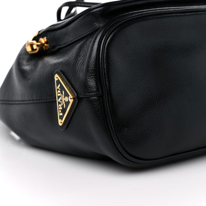 Prada Glace Calfskin Embossed Secchiello Bucket Bag Black 8 of 9