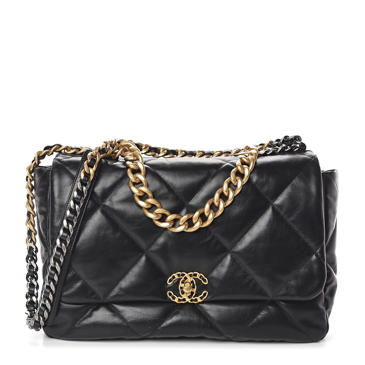 Goatskin Quilted Maxi 19 Flap Black