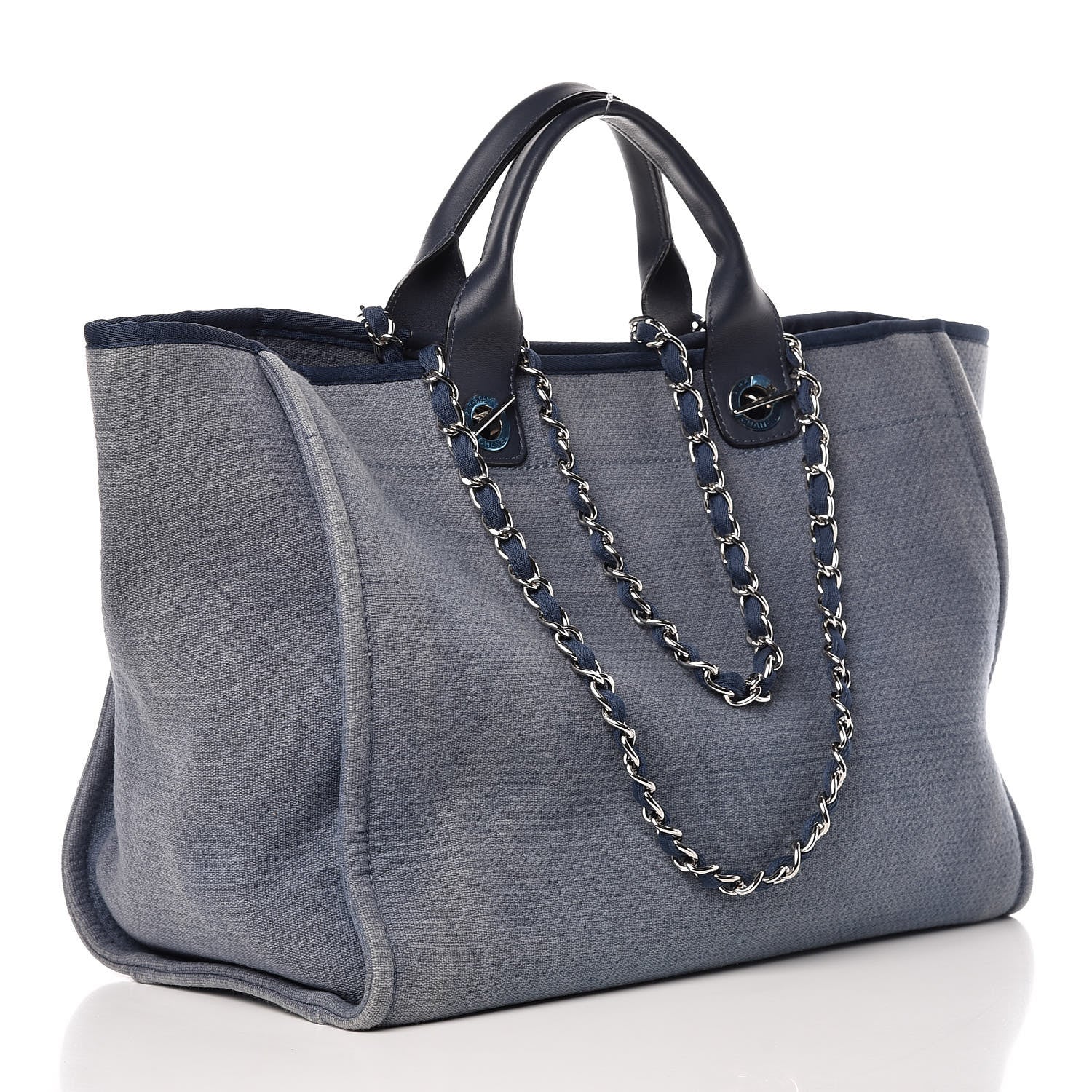 Chanel Canvas Large Deauville Tote Denim Blue 3 of 14