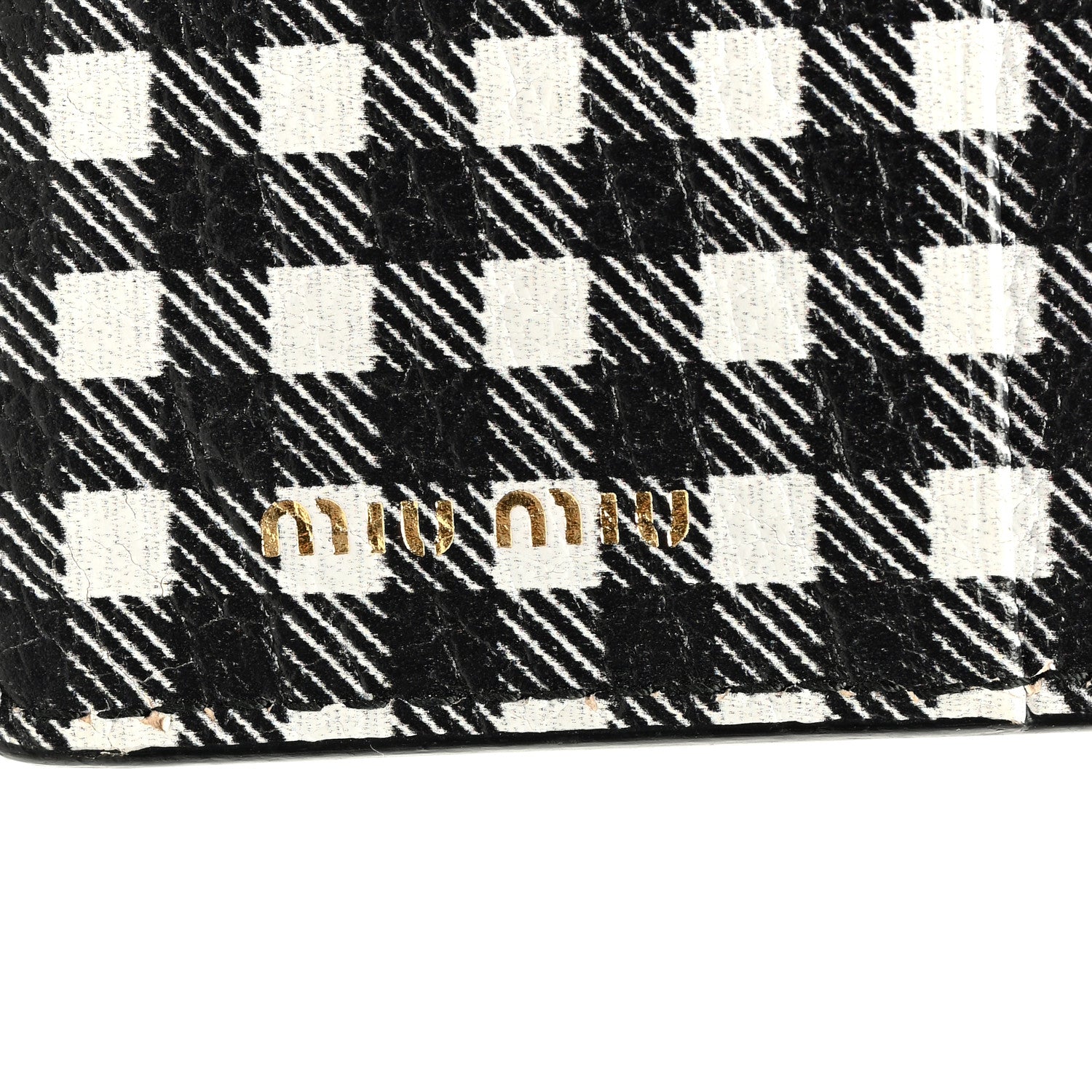 Miu Miu Goatskin Madras Wallet Black White 6 of 6