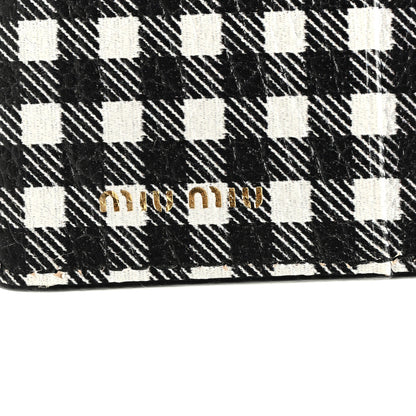 Miu Miu Goatskin Madras Wallet Black White 6 of 6