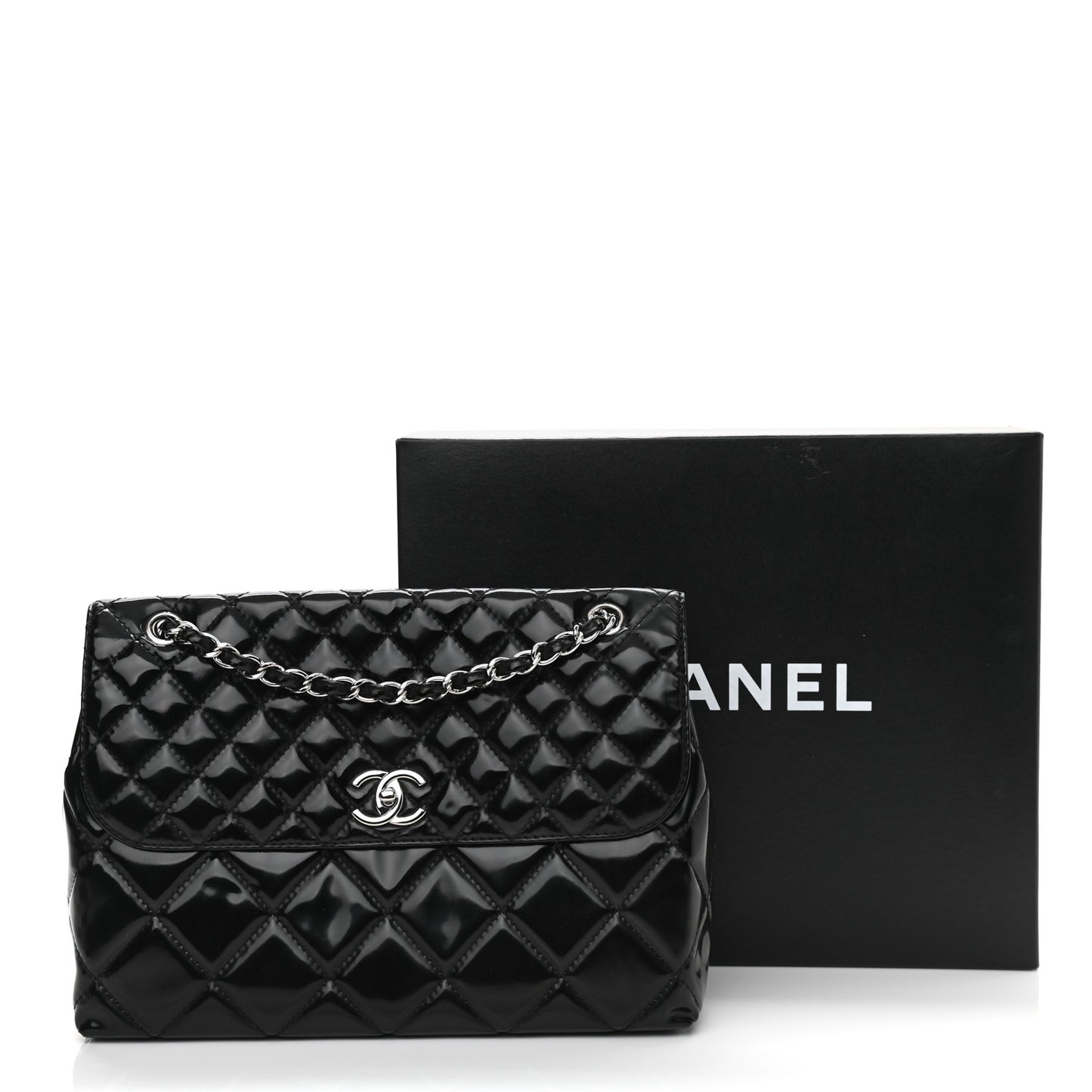 Vinyl Quilted In The Business Flap Bag Black