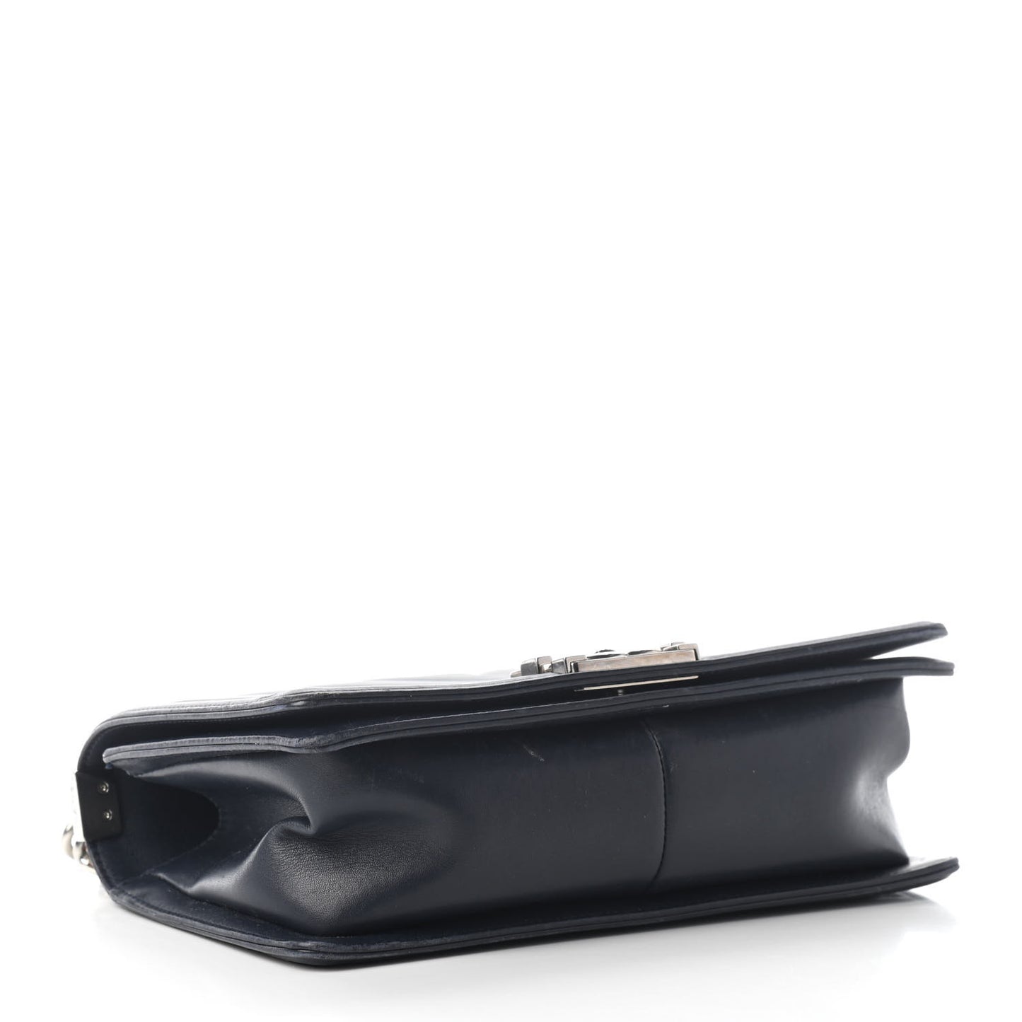 Calfskin Chevron Medium Boy Flap Navy