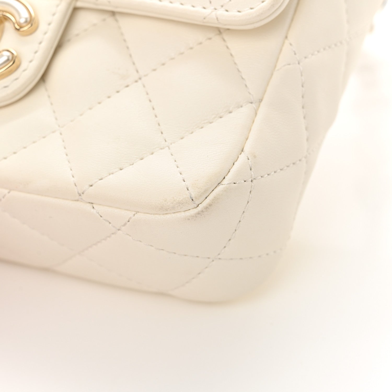 Chanel Lambskin Resin Quilted Mini Heart Square Flap White 11 of 11
