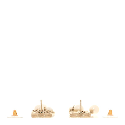 Chanel Pearl Chain CC Dangle Earrings Gold 3 of 5