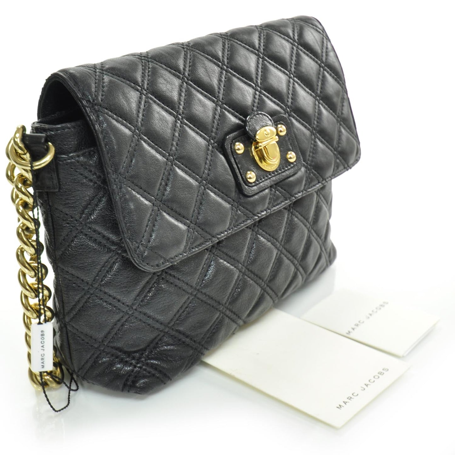 Leather Quilted The L Single Shoulder Bag Black