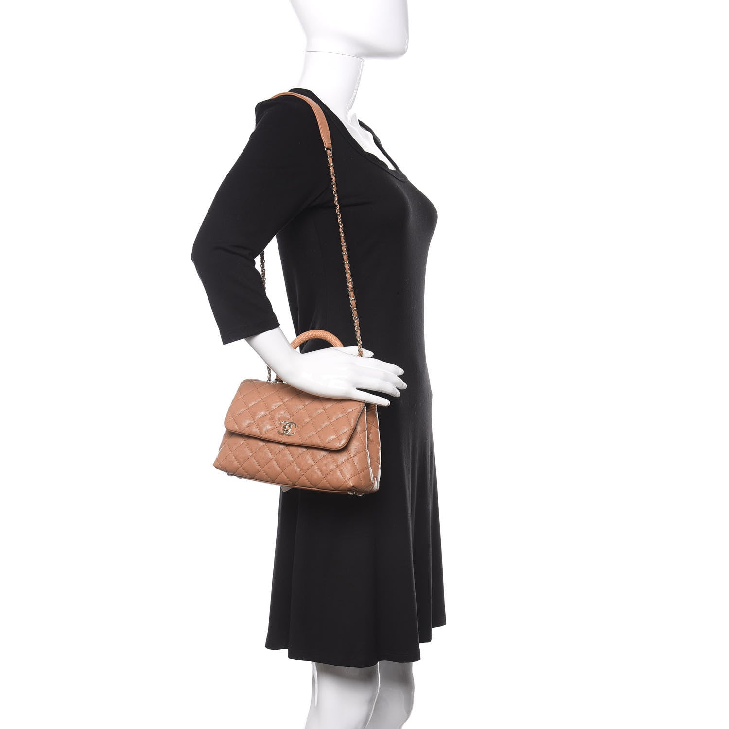 Chanel Caviar Quilted Lizard Embossed Mini Coco Handle Flap Brown 2 of 12