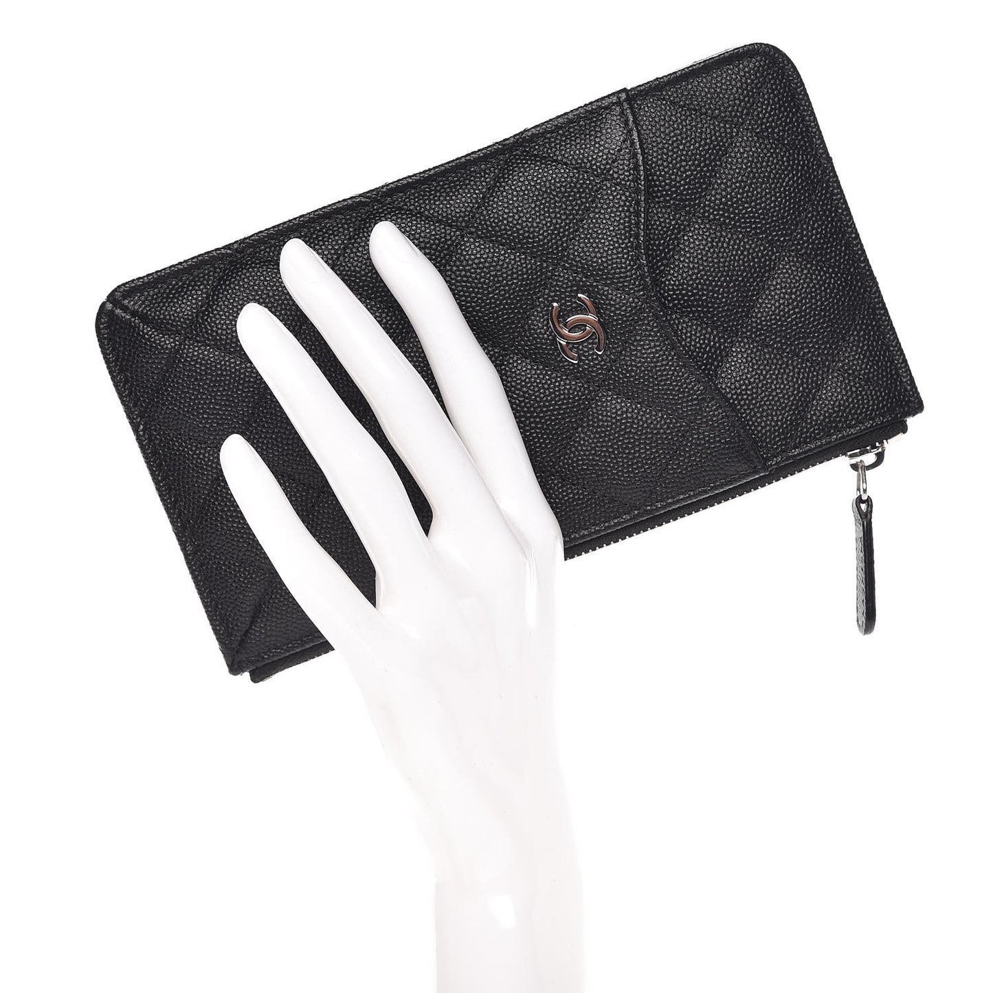 Caviar Quilted Classic Flat Wallet Pouch Black