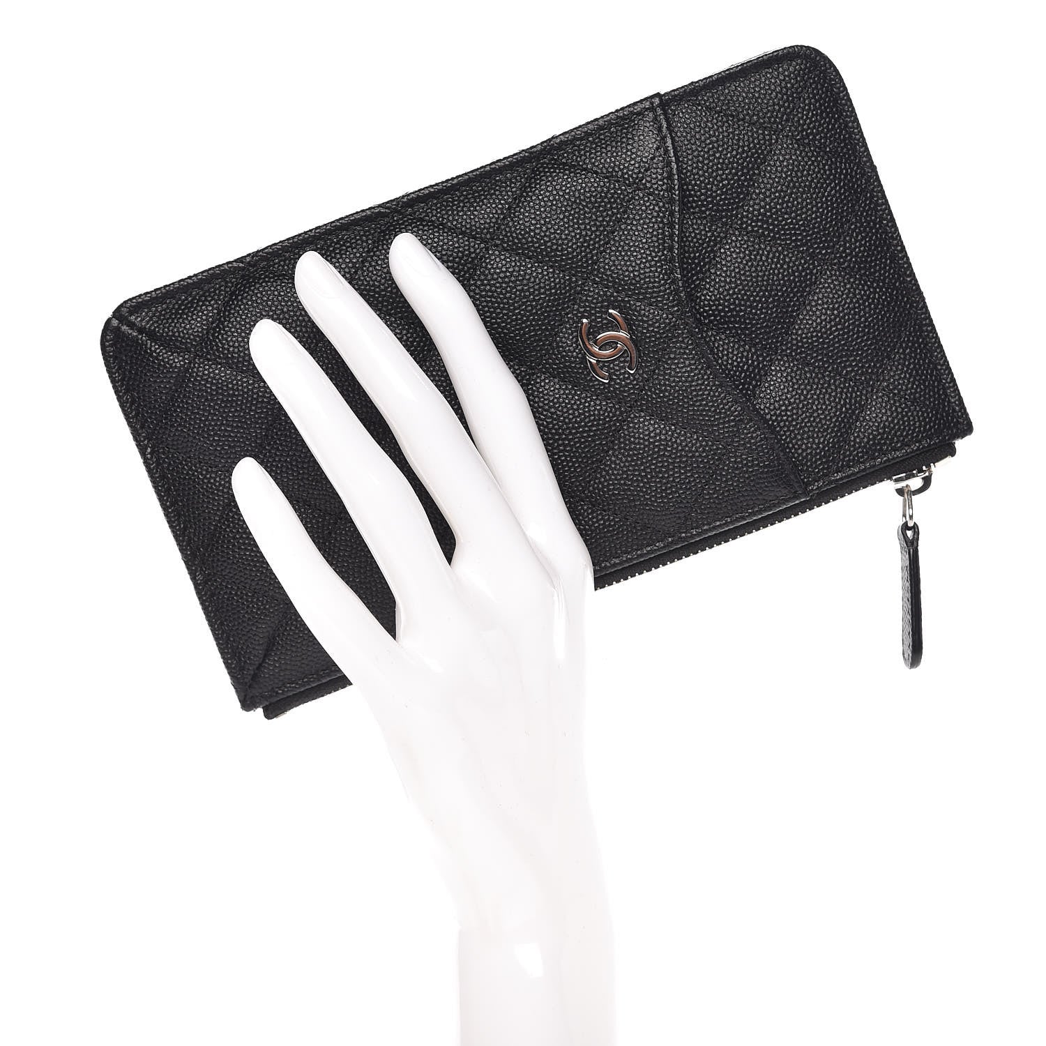 Chanel Caviar Quilted Classic Flat Wallet Pouch Black 2 of 8