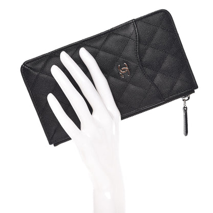 Chanel Caviar Quilted Classic Flat Wallet Pouch Black 2 of 8