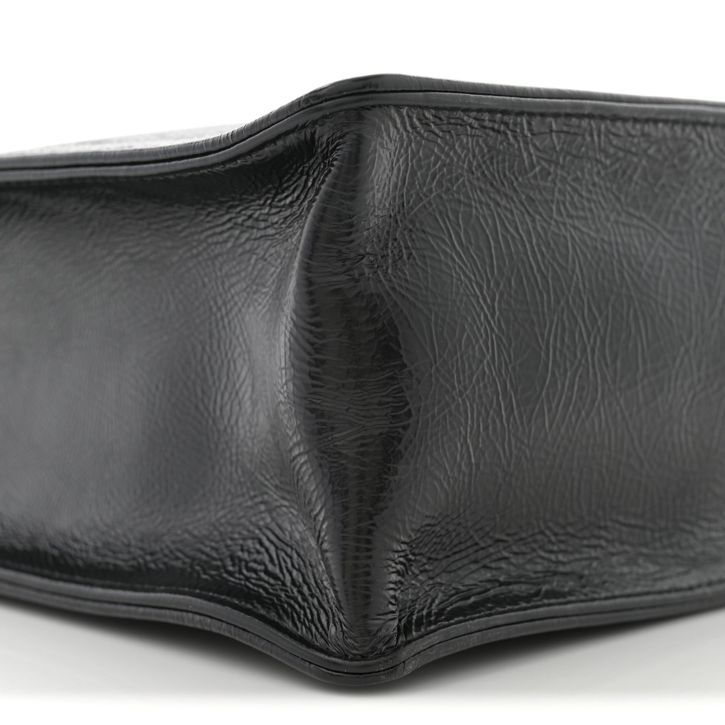 Shiny Aged Calfskin North South Shopping Bag Black