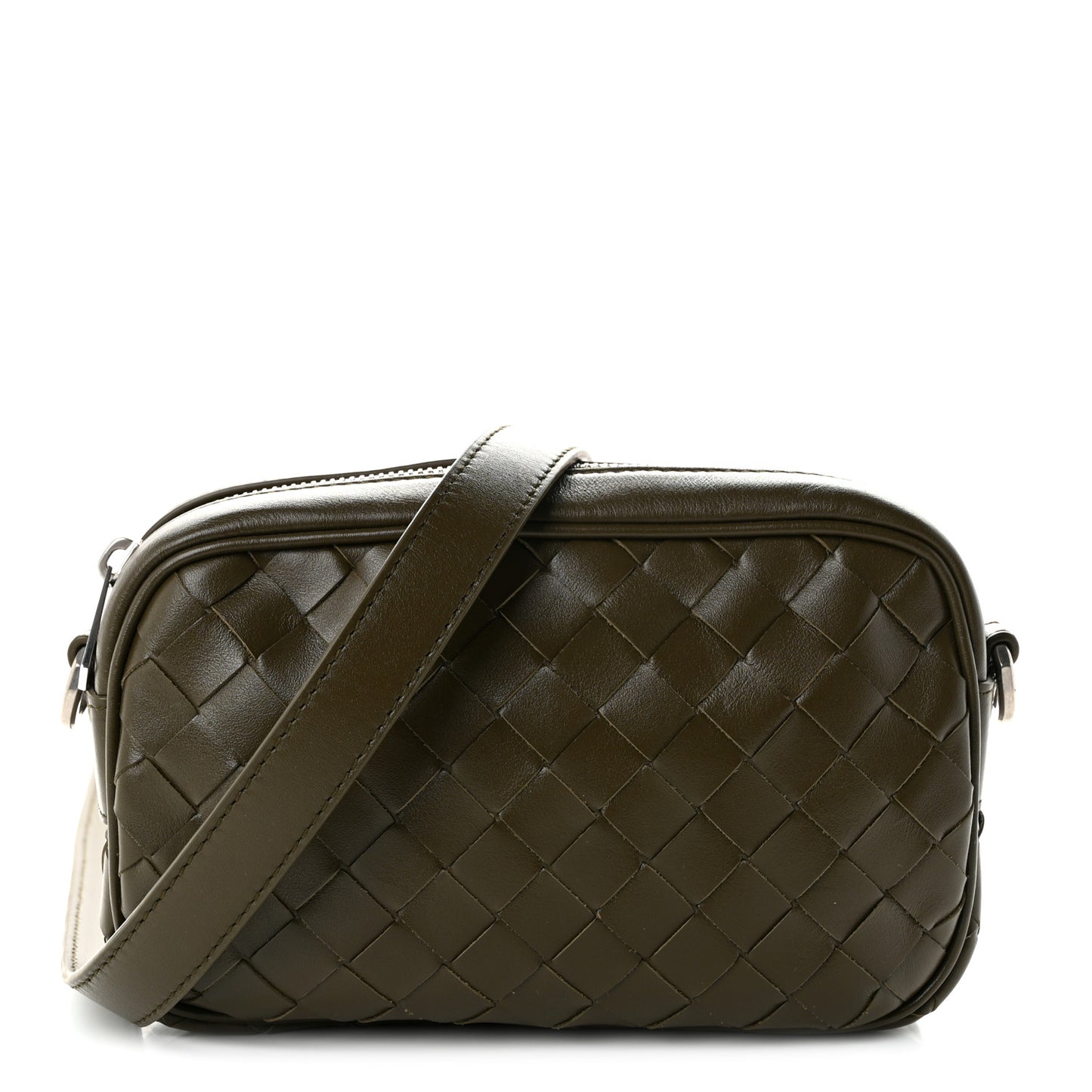 Calfskin Intrecciato Small Camera Bag Mud