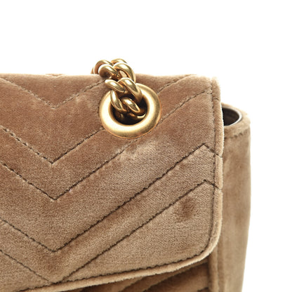 Gucci Velvet Matelasse Small GG Marmont Shoulder Bag Taupe 15 of 15