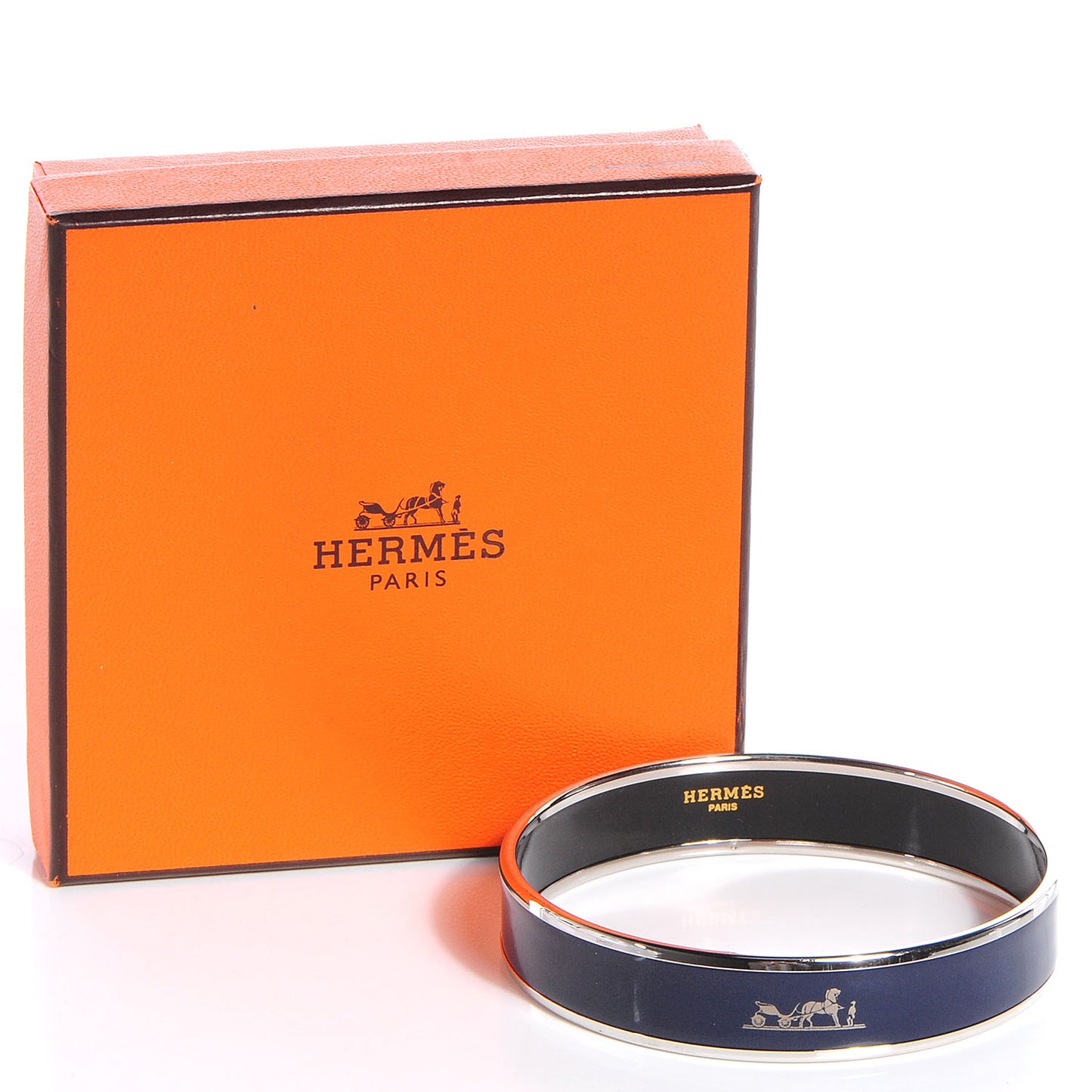Enamel Printed Caleche Medium Bracelet 70 Navy Bleu