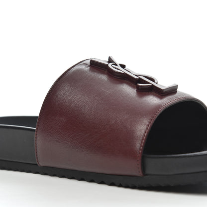 Saint Laurent Lambskin Joan Slide Sandals size 39 in Burgundy 9 of 20