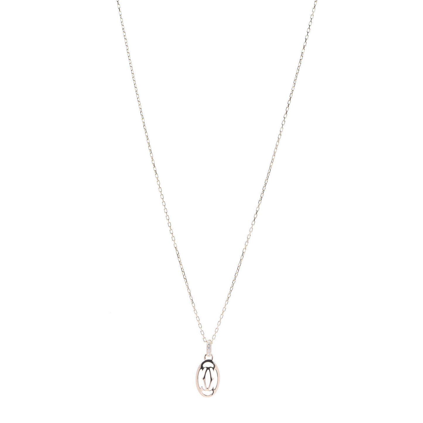 18K Pink Gold Diamond Logo Pendant Necklace
