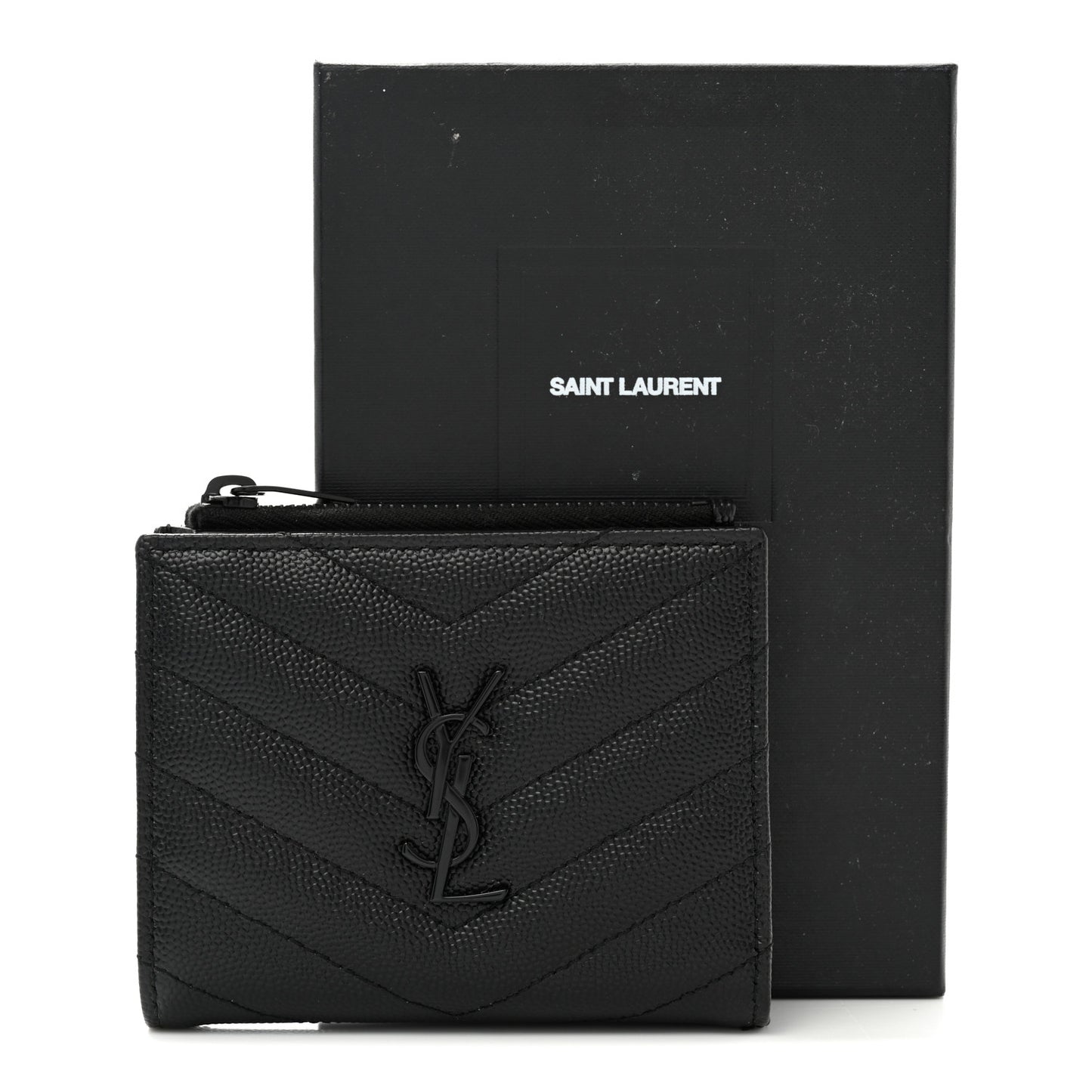 Grain De Poudre Matelasse Chevron Monogram Zipped Card Case Black