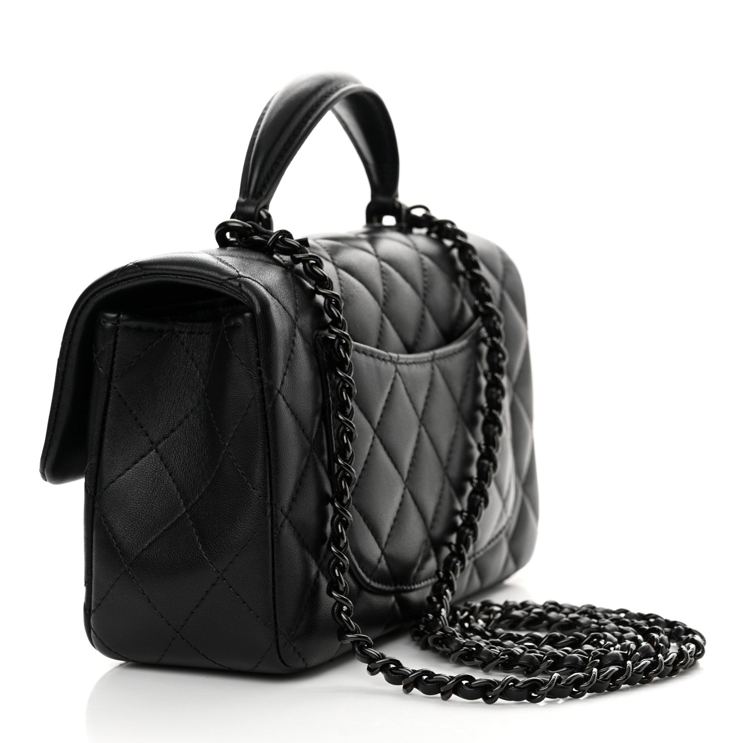 Chanel Lambskin Quilted Mini Top Handle Rectangular Flap So Black 3 of 11