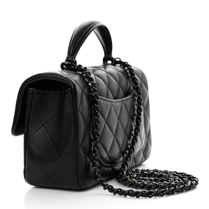 Chanel Lambskin Quilted Mini Top Handle Rectangular Flap So Black 3 of 11
