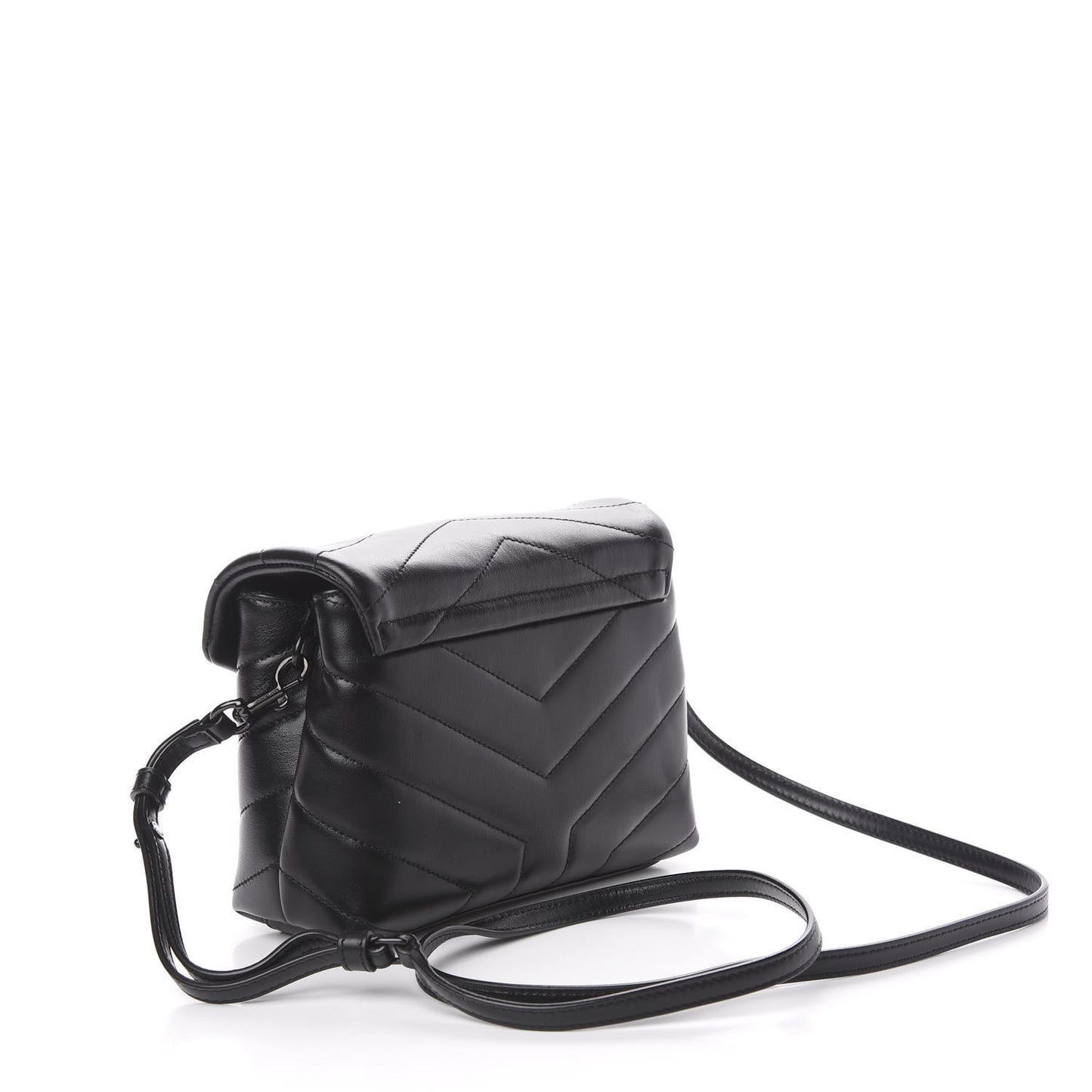 Calfskin Y Quilted Monogram Toy Loulou Crossbody Bag Black