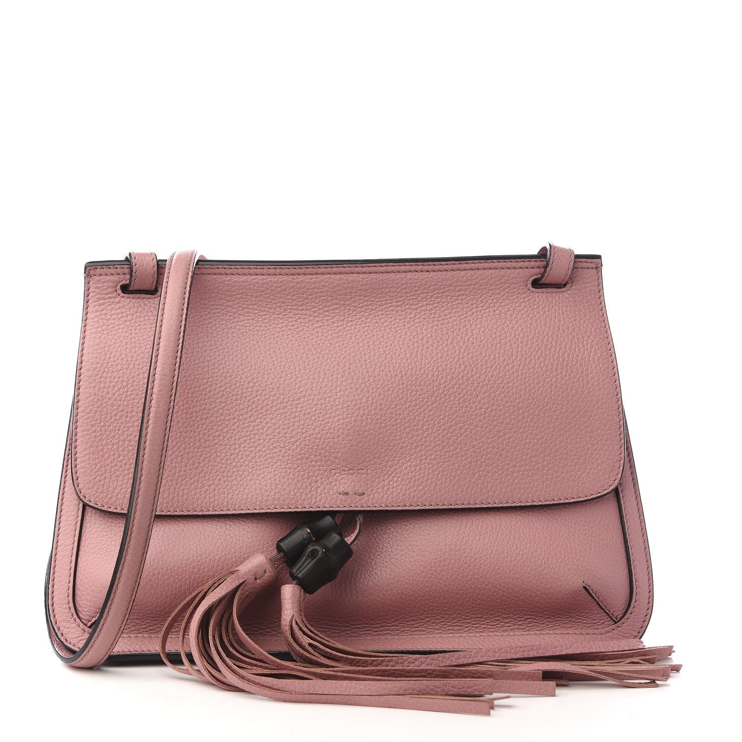 Gucci Cellarius Calfskin Medium Bamboo Daily Flap Shoulder Bag Carmine Rose 1 of 8