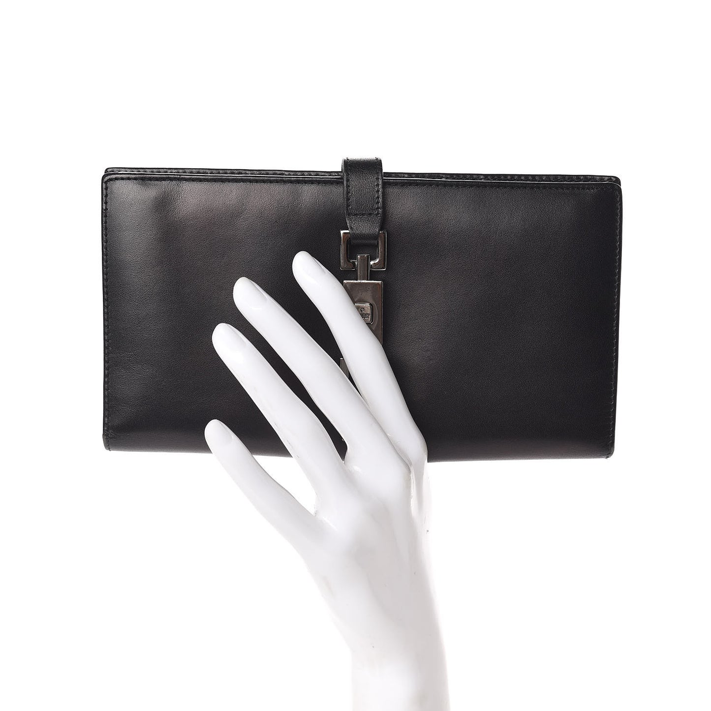 Smooth Calfskin Continental Bardot Wallet Black