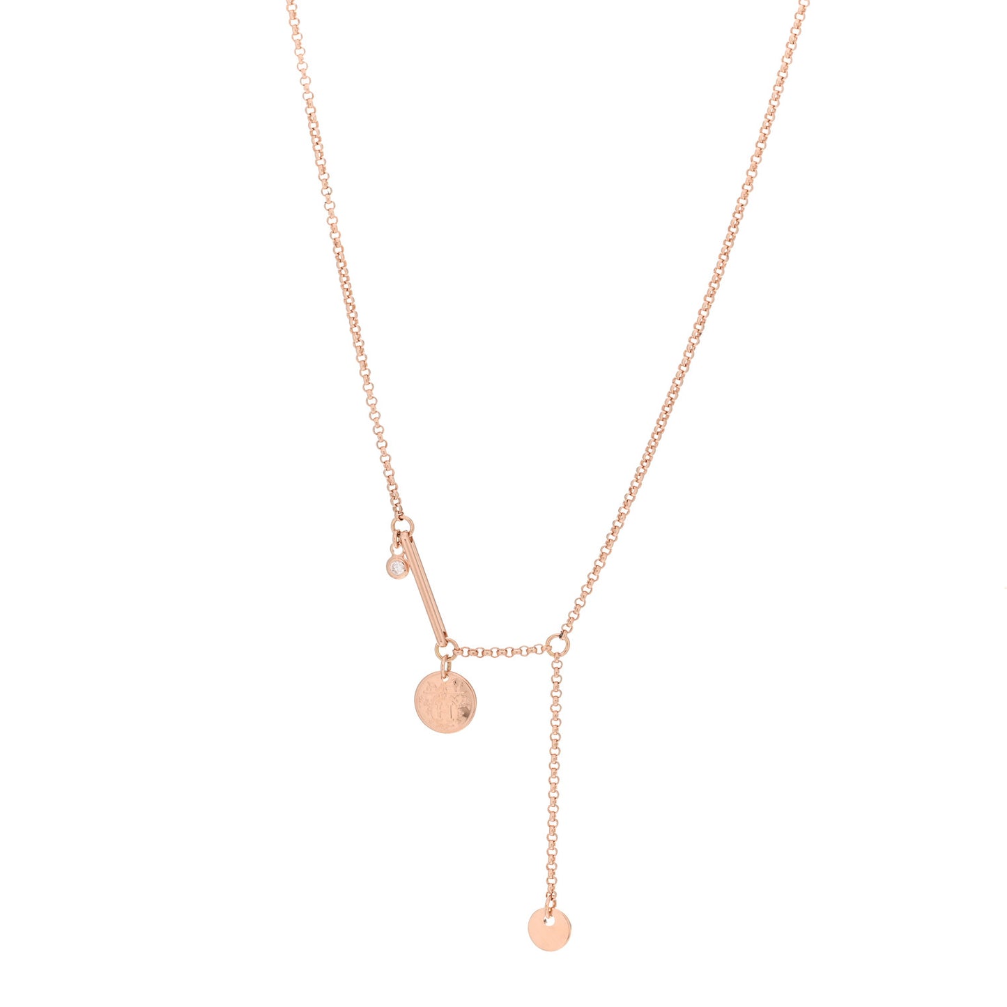 18K Rose Gold Diamond TPM Ex-Libris Pendant Necklace