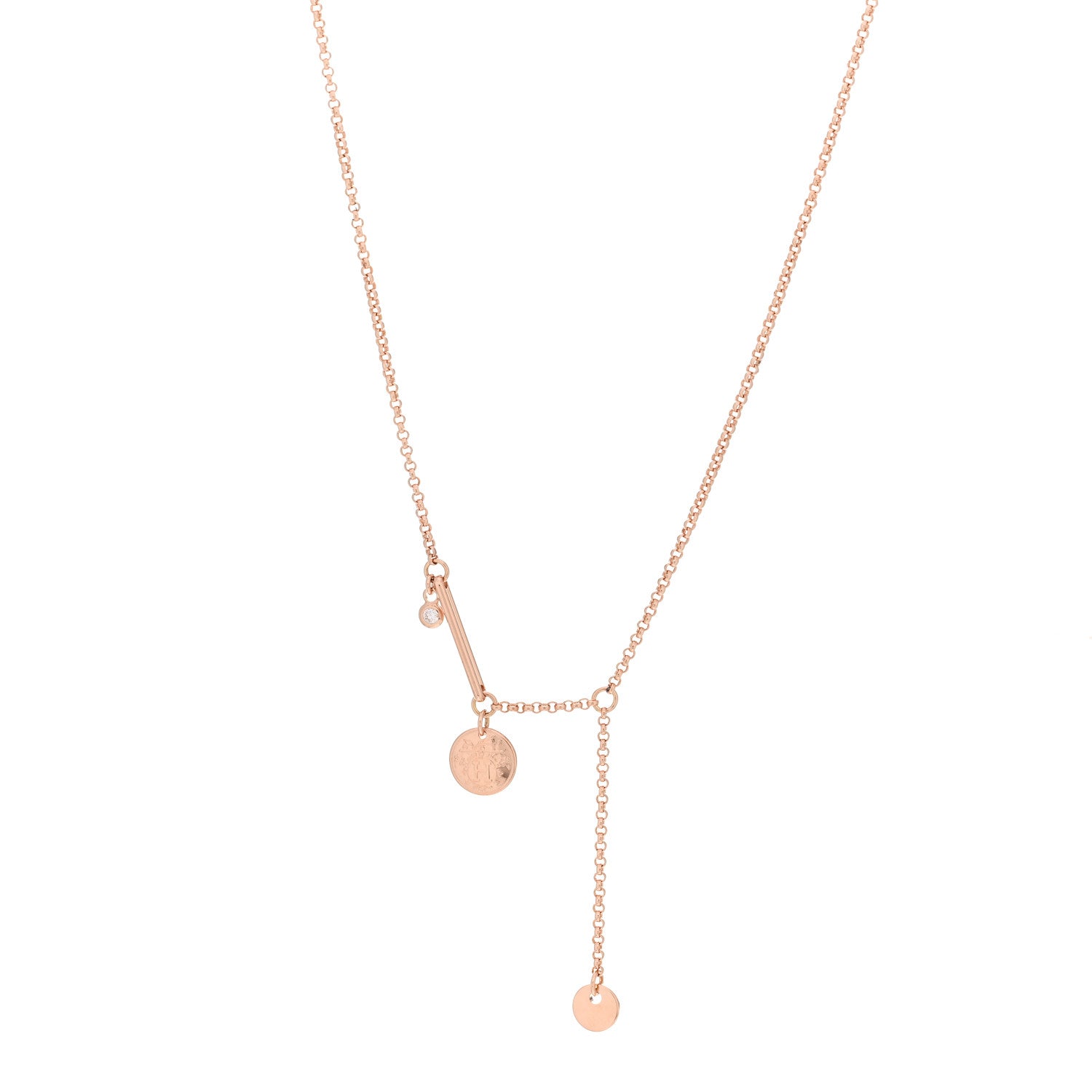 Hermes 18K Rose Gold Diamond TPM Ex-Libris Pendant Necklace 1 of 5
