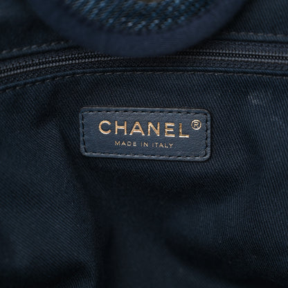 Chanel Mixed Fibers Calfskin Medium Deauville Tote Navy Blue 6 of 13