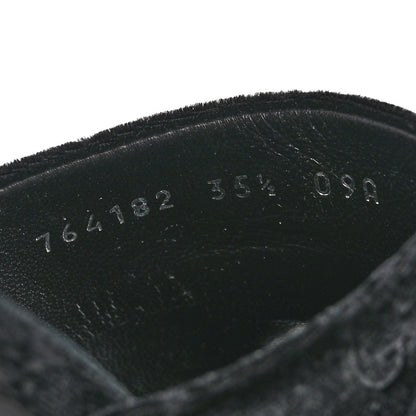 Gucci New Velvet Ashmir Regent Calfskin GG Monogram Square Toe Bow 45mm Slide Sandals 35.5 Black 9 of 10