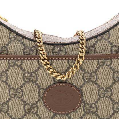 Gucci GG Supreme Monogram Azalea Calfskin Mini Retro Interlocking G Half Moon Bag Beige Ebony Brown Sugar 8 of 10