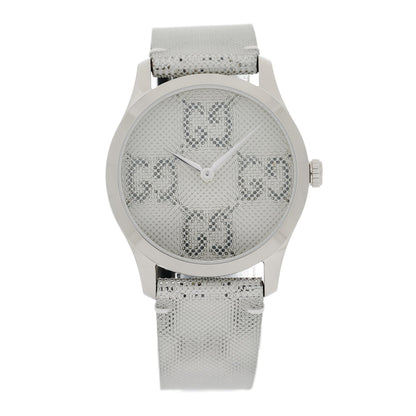 Gucci Stainless Steel Calfskin 38mm G-Timeless GG Hologram Quartz Watch 1 of 5