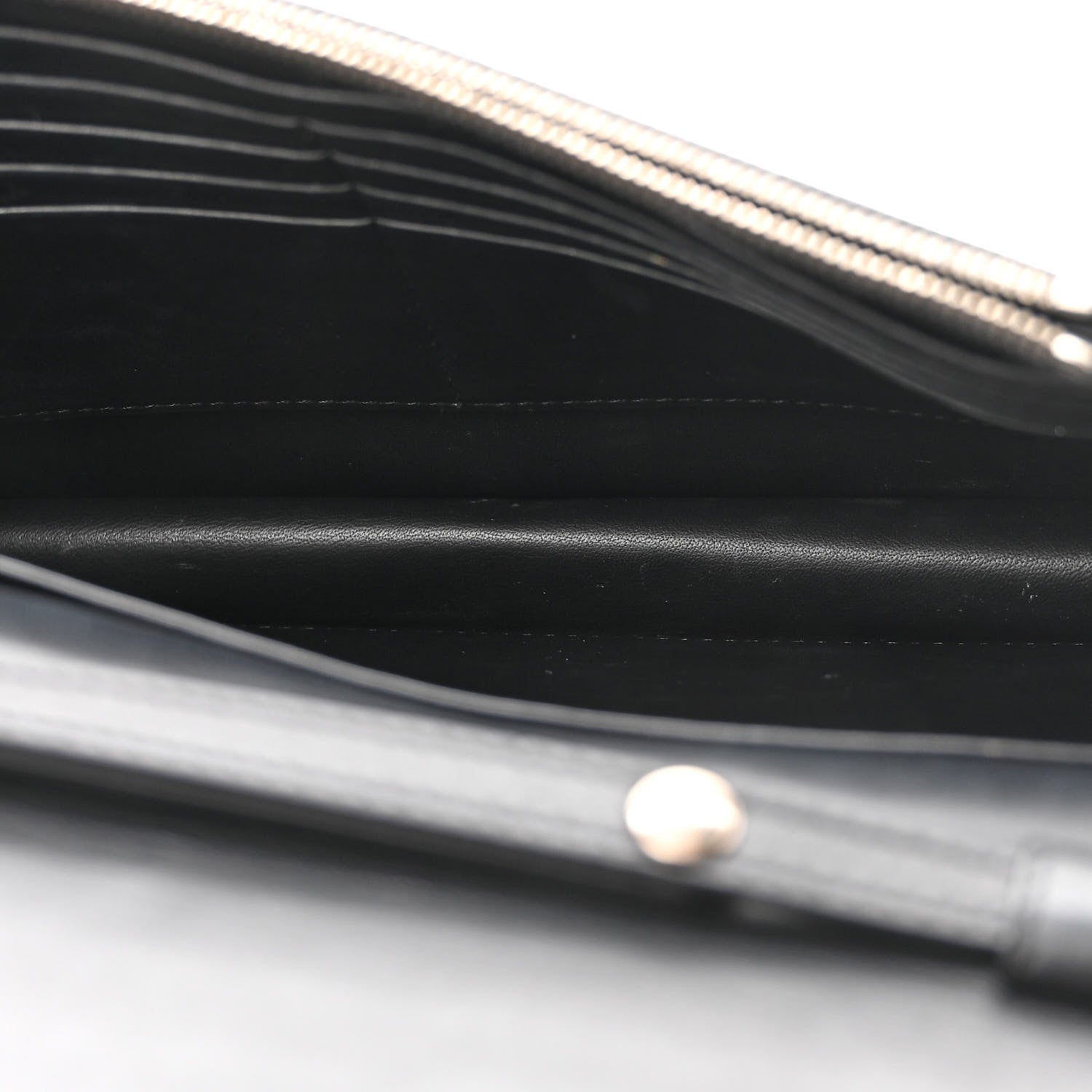 Celine Smooth Lambskin Frame Evening Chain Clutch Black White 5 of 9