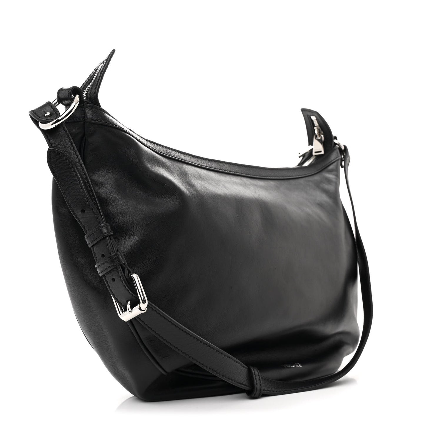 Calfskin Medium Repeat Zip Hobo Black