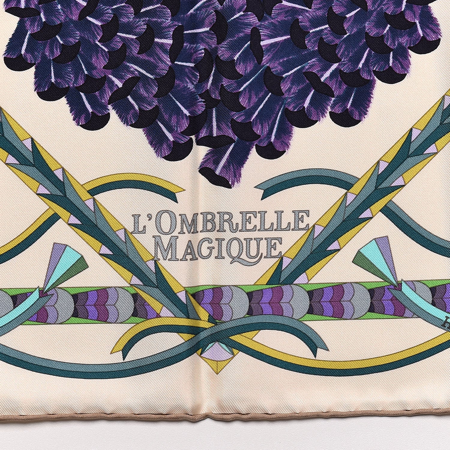 Hermes Silk L'Ombrelle Magique Scarf 90 Beige Rose Violet Parme 7 of 8
