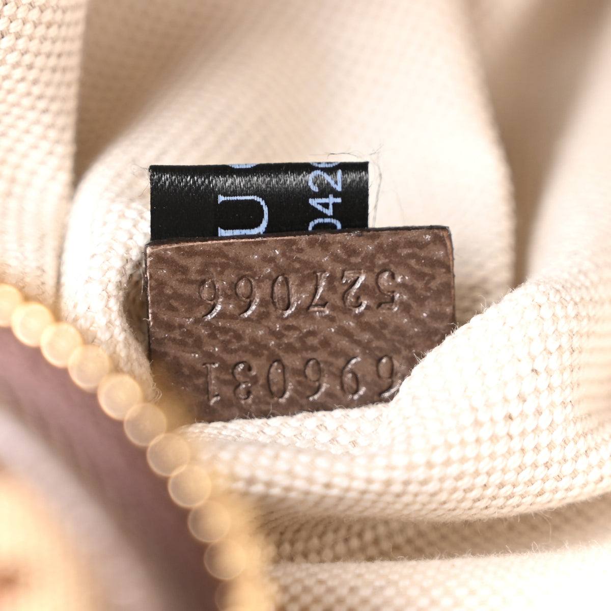 Gucci Monogram Jumbo GG Textured Dollar Calfskin Web Belt Bag Camel Ebony New Acero 7 of 10