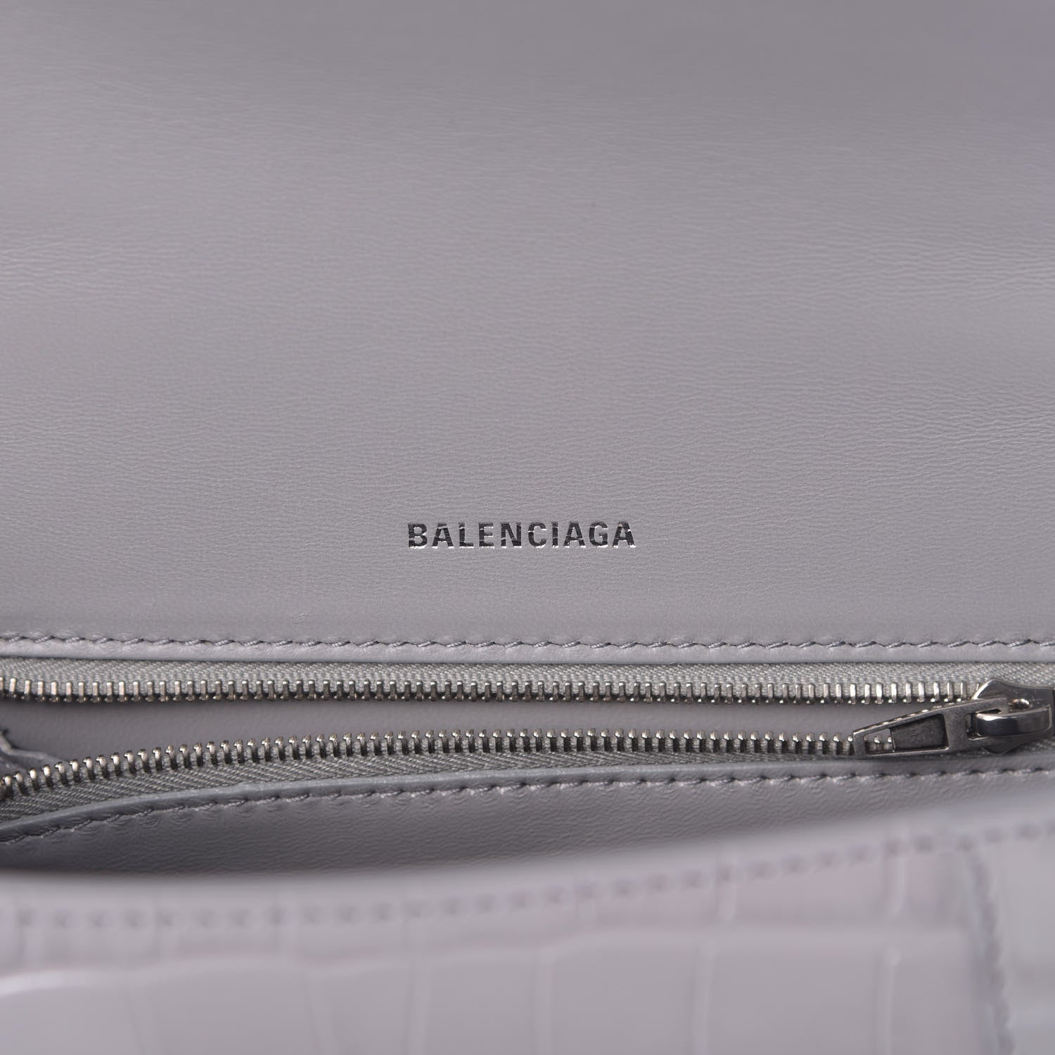 Balenciaga Shiny Calfskin Crocodile Embossed Small Hourglass Top Handle Bag Balenciaga Grey 7 of 11