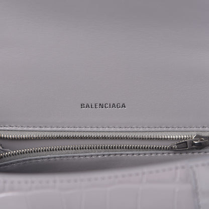 Balenciaga Shiny Calfskin Crocodile Embossed Small Hourglass Top Handle Bag Balenciaga Grey 7 of 11