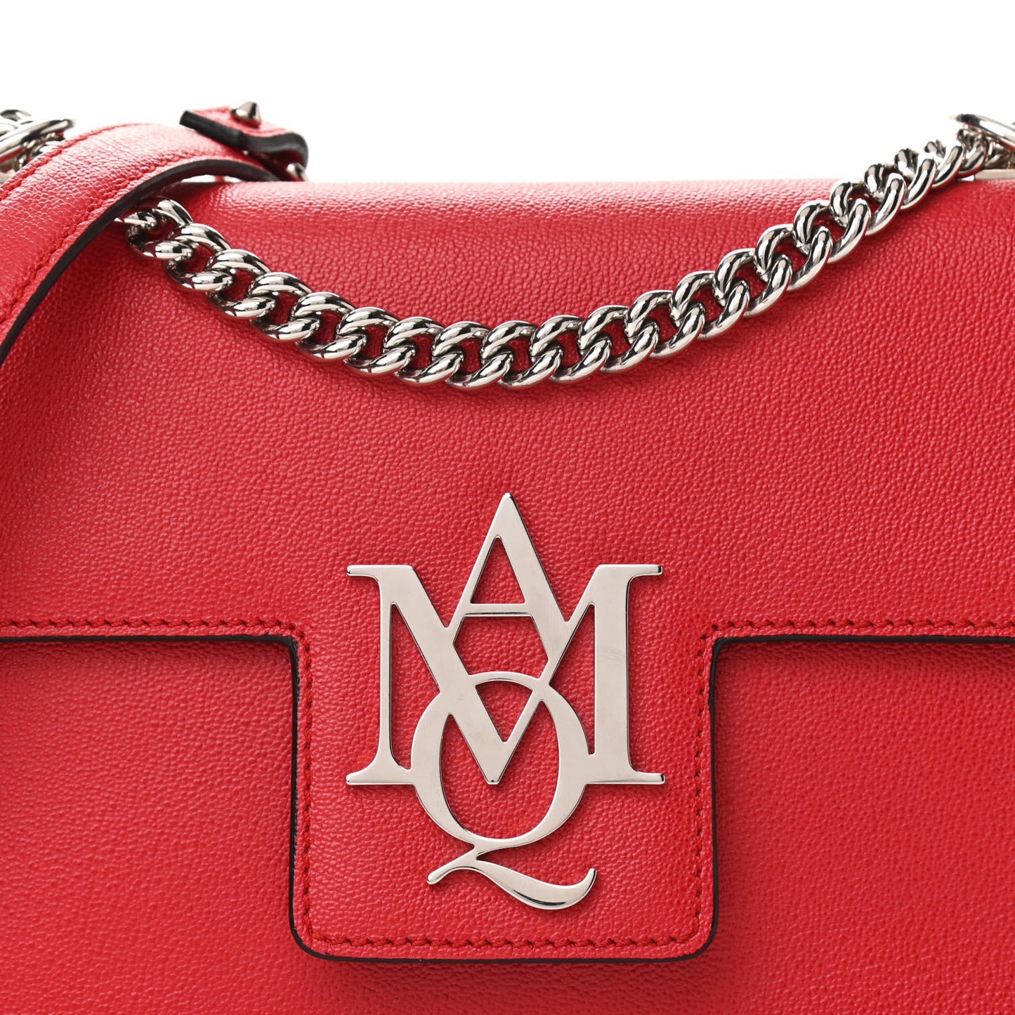 Grained Calfskin Medium Insignia Flap China Red