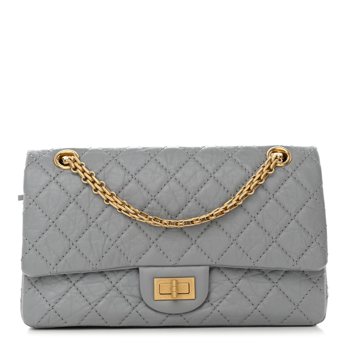 Aged Calfskin Quilted 2.55 Reissue 225 Flap Grey