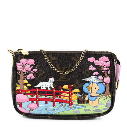 Louis Vuitton Monogram 2021 Christmas Animation Japanese Garden Mini Pochette Accessories Wisteria Pink 1 of 10