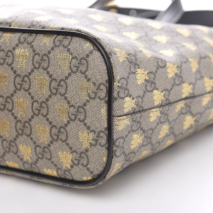 Gucci Soft GG Supreme Monogram Bees Small Crossbody Tote Beige Oro Black 10 of 10