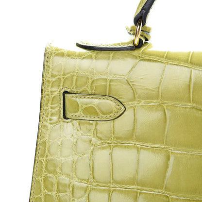 Hermes Shiny Alligator Kelly Sellier 32 Vert Chartreuse 13 of 40