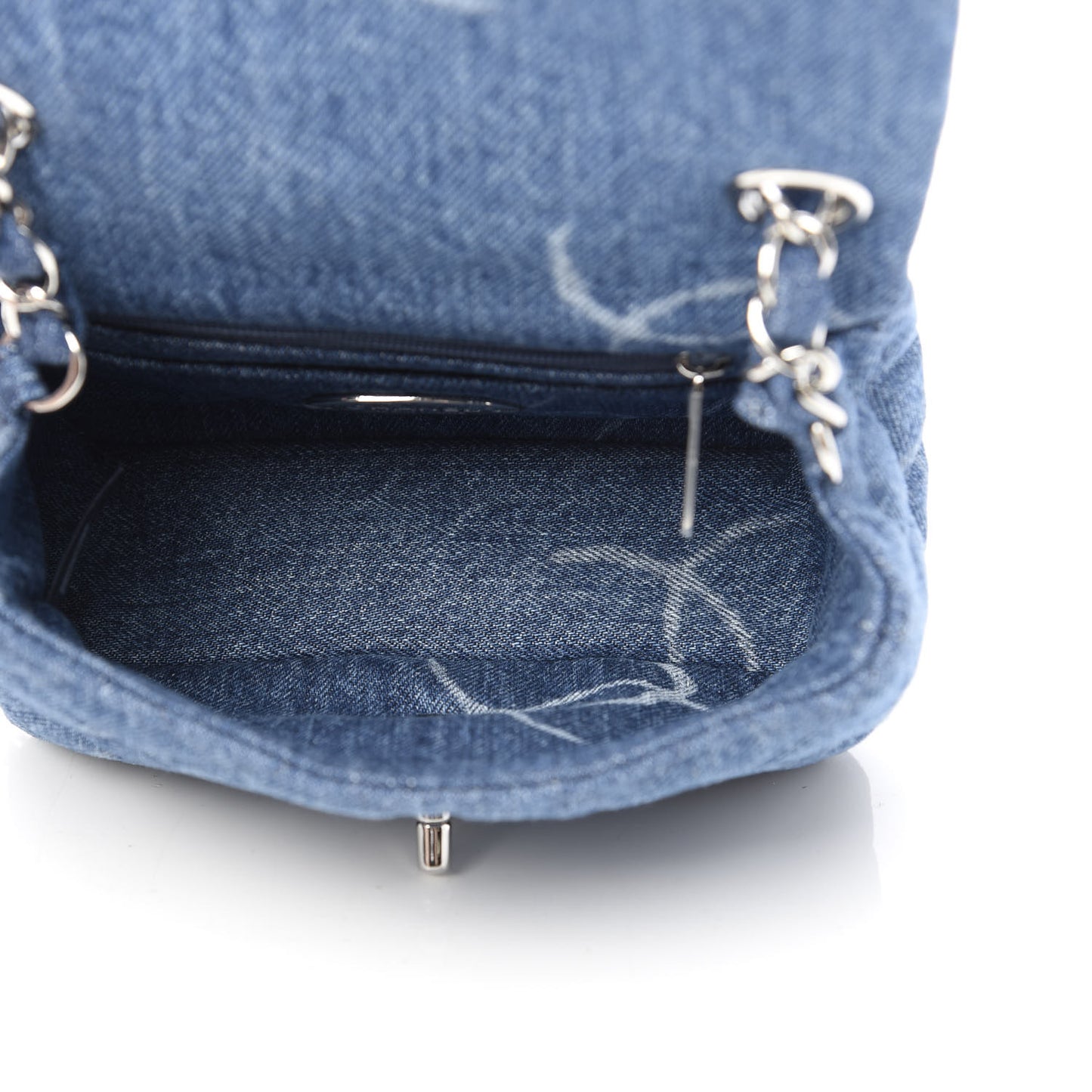 Denim CC Quilted Mini Square Flap Blue
