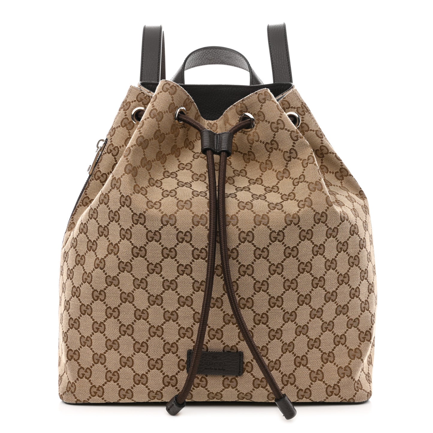 Monogram Dollar Calfskin O Drawstring Backpack Beige Ebony Testa di Moro Dark Chocolate