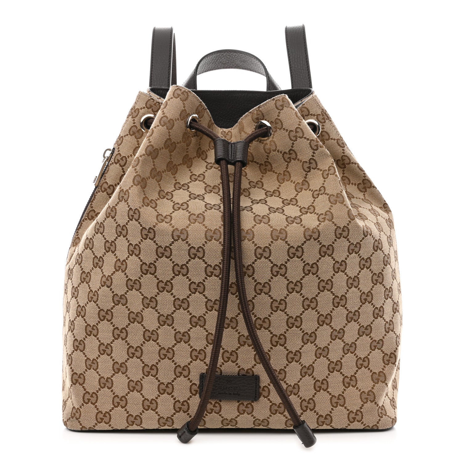 Gucci Monogram Dollar Calfskin O Drawstring Backpack Beige Ebony Testa di Moro Dark Chocolate 1 of 10