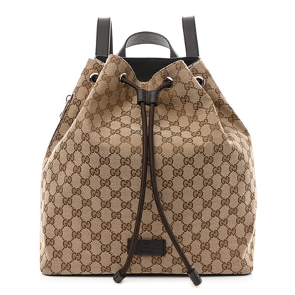 Gucci Monogram Dollar Calfskin O Drawstring Backpack Beige Ebony Testa di Moro Dark Chocolate 1 of 10