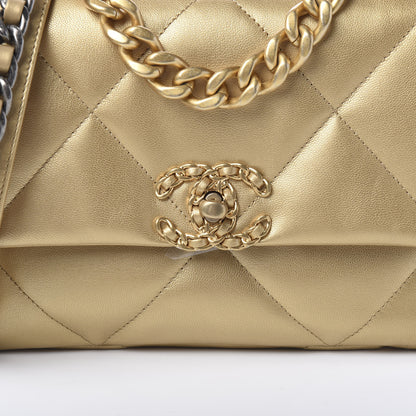 Chanel Metallic Goatskin Quilted Medium 19 Flap Gold 9 of 10